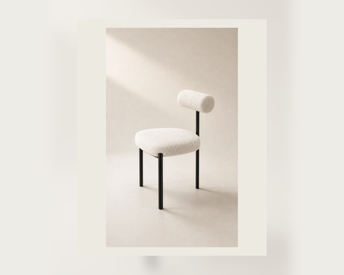 Emi Three-Leg Dining Chair, warm studio hero