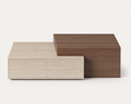 Ishi Storage Coffee Table, studio hero showing the stone and walnut composition