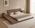 Rei Storage Bed Frame, angle view of wood platform and side ledge