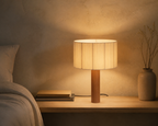 Akari Wood Table Lamp, styled bedside view