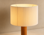 Akari Wood Table Lamp, close view of ribbed shade and timber base