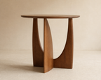 Maru Rubberwood Side Table, close view of curved supports