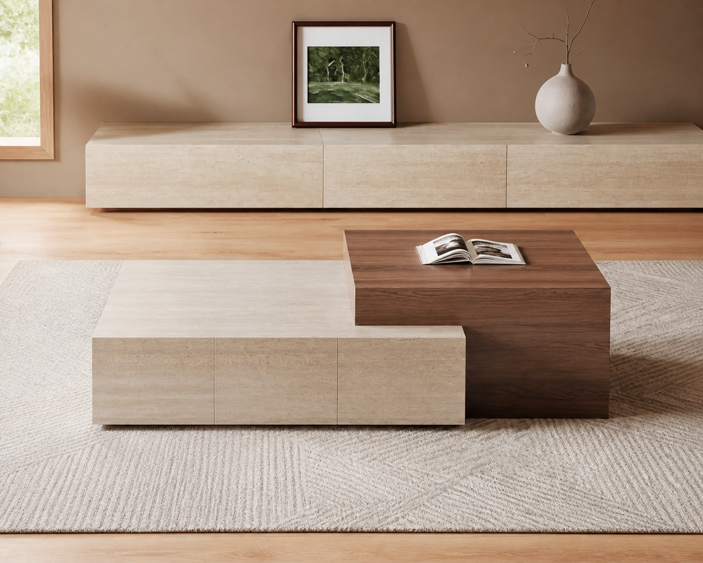 Ishi Storage Coffee Table, styled living-room view