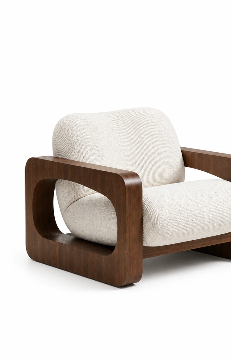Aki Curved Wood Lounge Chair
