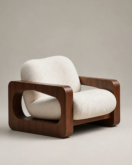Aki Curved Wood Lounge Chair, Kadori hero image