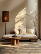 Asa Timber Platform Sofa, sofa beside a low timber table