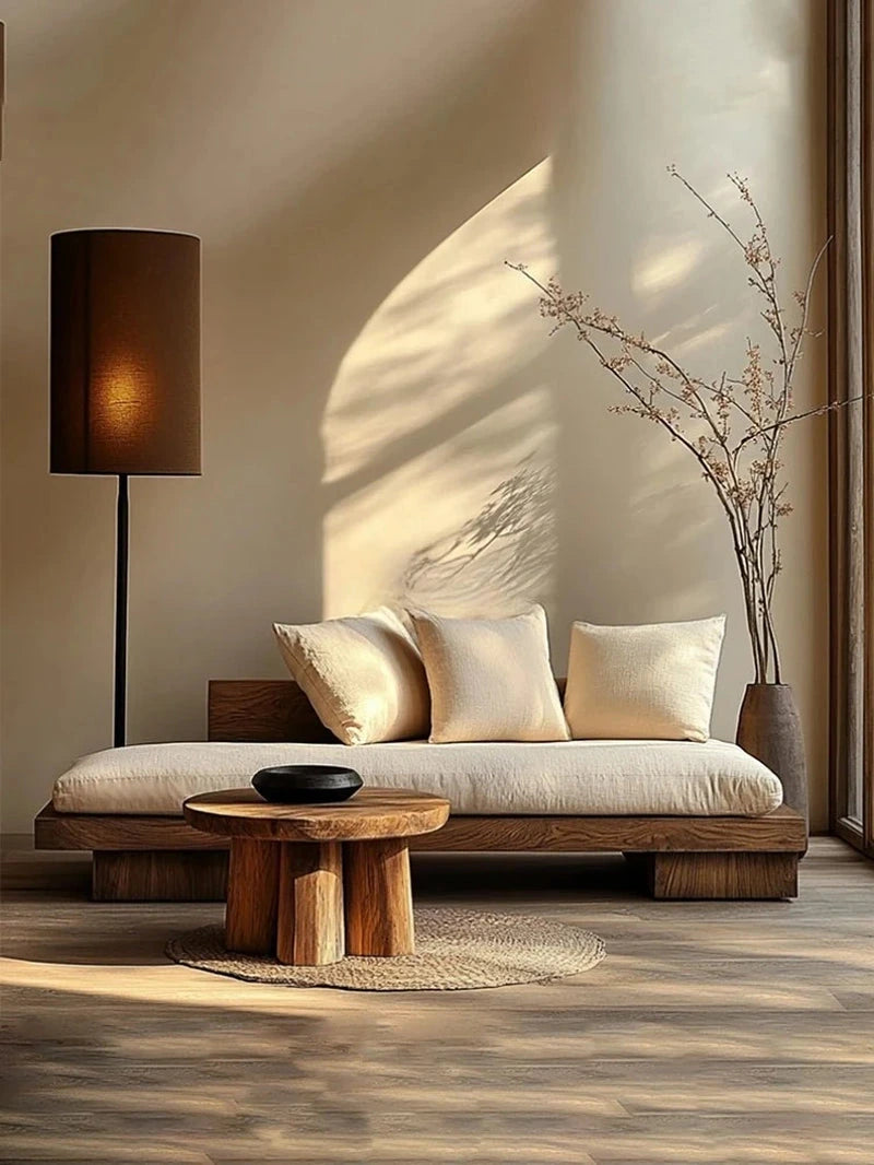 Asa Timber Platform Sofa, sofa beside a low timber table