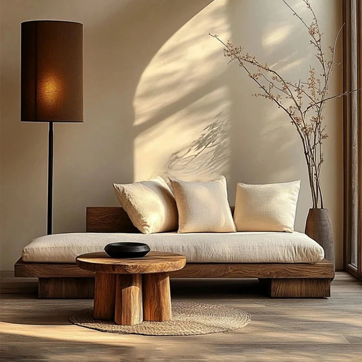 Asa Timber Platform Sofa, seat cushion and platform detail