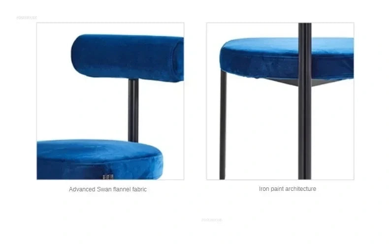 Emi Three-Leg Dining Chair, upholstered seat and back support detail