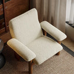 Kei Wood-Frame Lounge Chair, seat and arm construction close-up