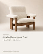 Kei Wood-Frame Lounge Chair, dimensions in centimetres