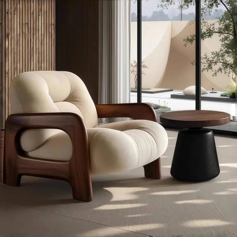 Kumo Wood-Frame Lounge Chair, rear and side frame view