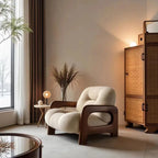 Kumo Wood-Frame Lounge Chair, chair in a warm interior