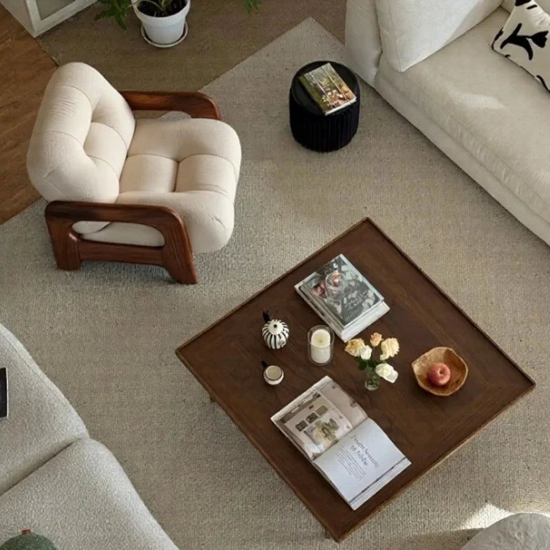 Kumo Wood-Frame Lounge Chair, overhead lifestyle view