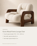 Kumo Wood-Frame Lounge Chair, dimensions in centimetres