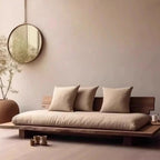 Maki Low Platform Sofa, low platform and loose cushions