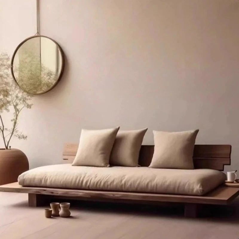 Maki Low Platform Sofa, low platform and loose cushions