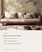 Maki Low Platform Sofa, dimensions in centimetres