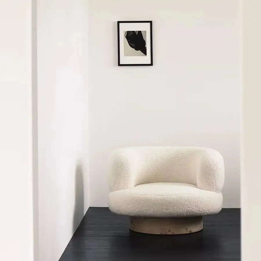 Mizu Swivel Lounge Chair, rice white, front view