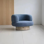Mizu Swivel Lounge Chair, slate blue, three-quarter view