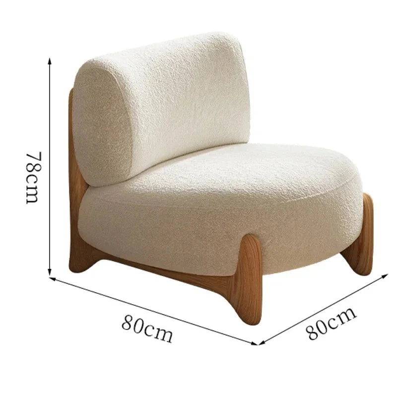 Momo Rounded Lounge Chair, rice-white, three-quarter view