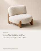 Momo Rounded Lounge Chair, dimensions in centimetres
