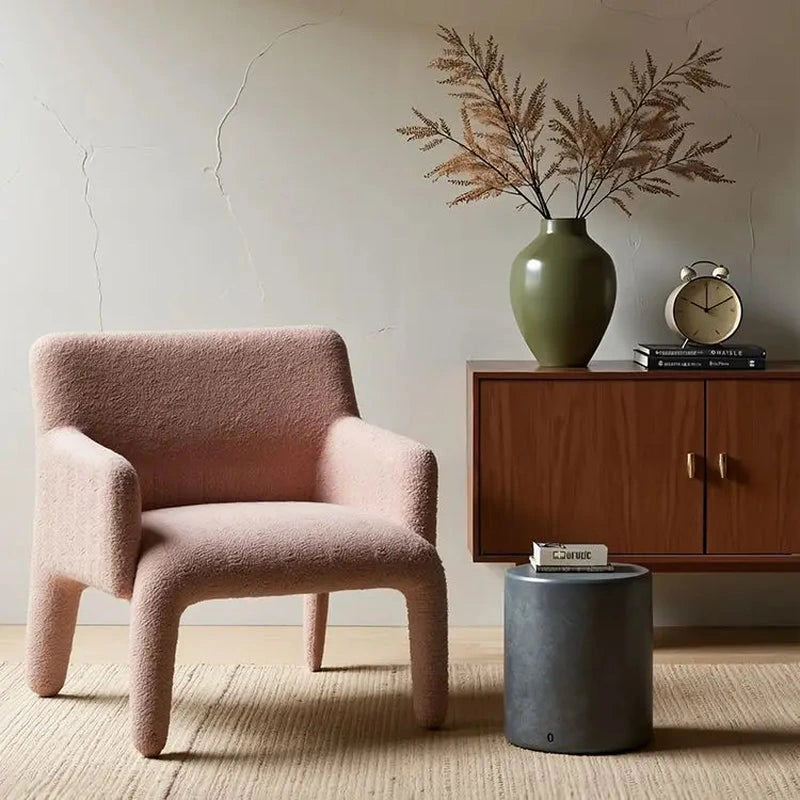 Nami Upholstered Armchair, lotus-pink lifestyle view