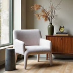 Nami Upholstered Armchair, white upholstery and rounded arm detail