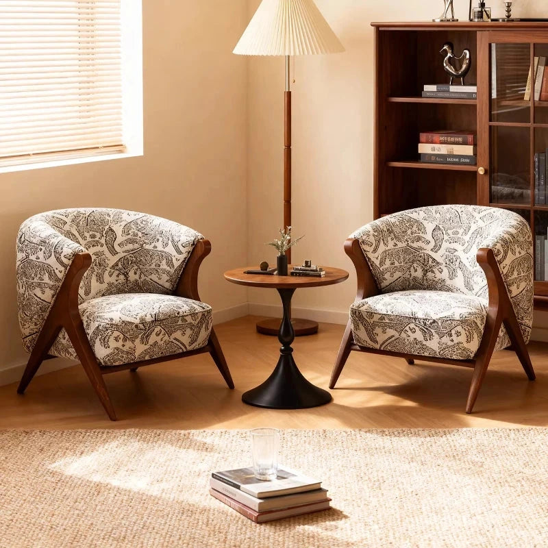 Ren Curved Lounge Chair, patterned upholstery