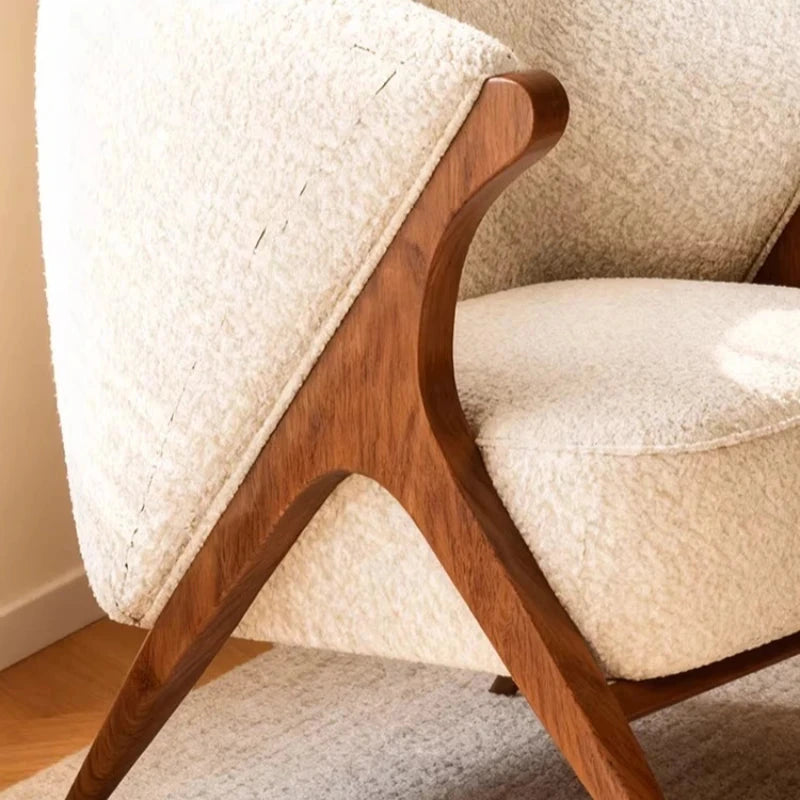 Ren Curved Lounge Chair, wood-patterned frame detail