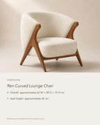 Ren Curved Lounge Chair, dimensions in centimetres