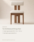 Tori Architectural Dining Chair, dimensions in centimetres