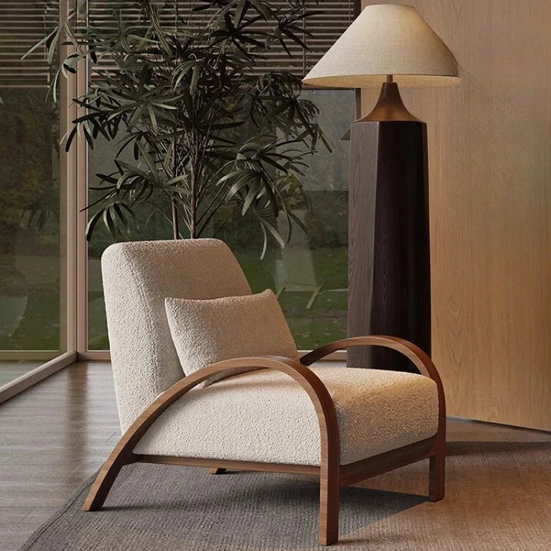 Yori Curved Wood Lounge Chair, curved side-frame view