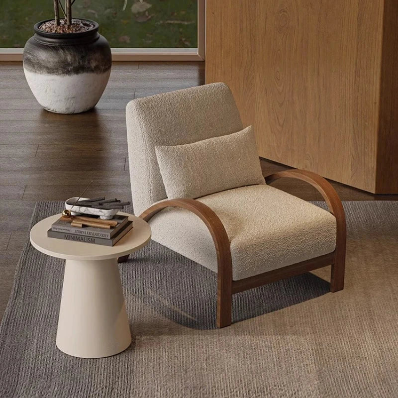 Yori Curved Wood Lounge Chair, overhead three-quarter view