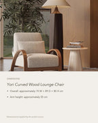 Yori Curved Wood Lounge Chair, dimensions in centimetres