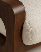Aki chair cream upholstery and walnut frame detail