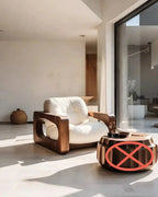 Wabi Sand Wind Design Sofa Solid Wood Single Chair Living Room Balcony Homestay Simple and Modern