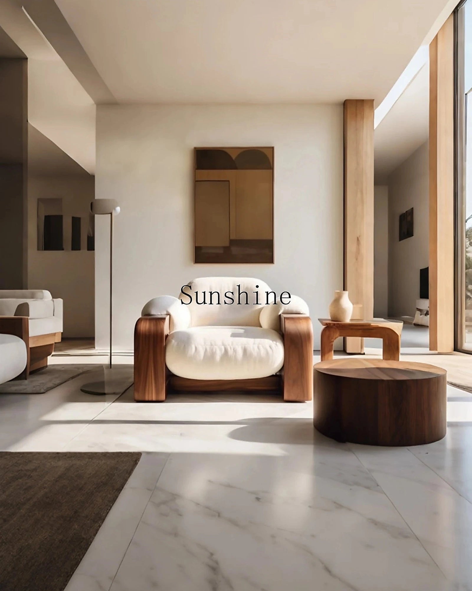 Wabi Sand Wind Design Sofa Solid Wood Single Chair Living Room Balcony Homestay Simple and Modern