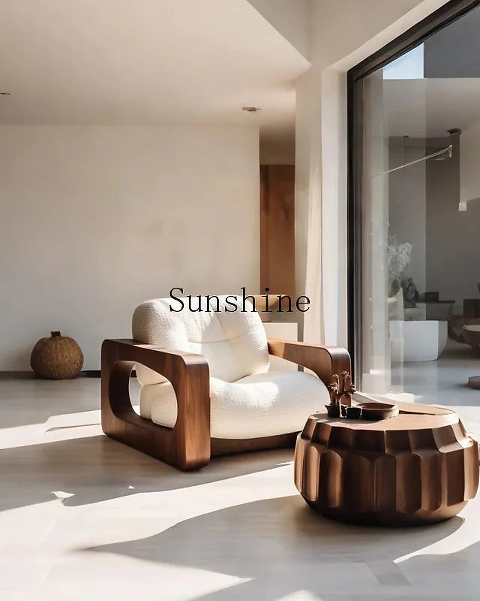 Wabi Sand Wind Design Sofa Solid Wood Single Chair Living Room Balcony Homestay Simple and Modern