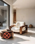 Wabi Sand Wind Design Sofa Solid Wood Single Chair Living Room Balcony Homestay Simple and Modern