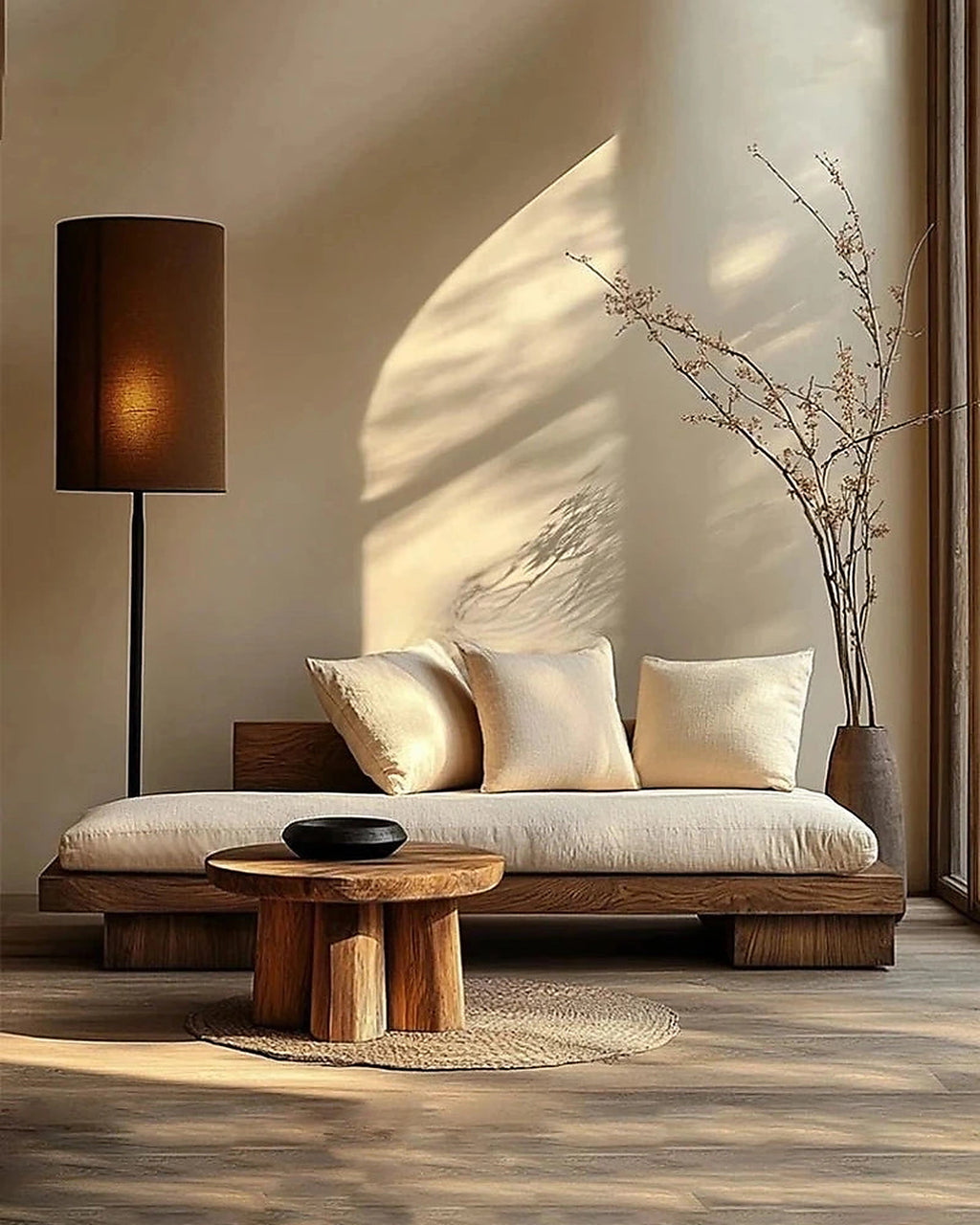 Asa Timber Platform Sofa, sofa beside a low timber table