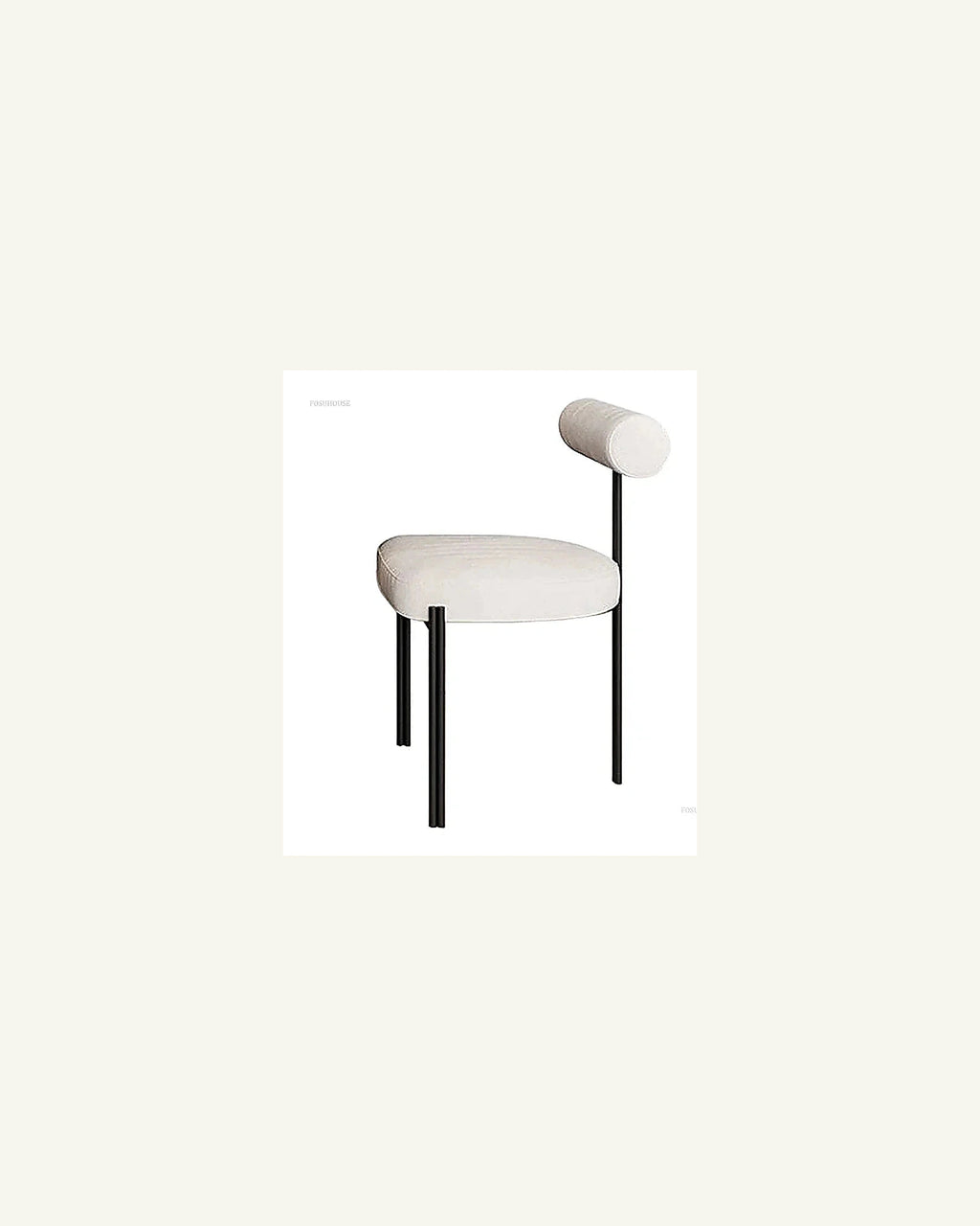 Emi Three-Leg Dining Chair, off-white, three-quarter view