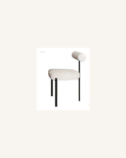 Emi Three-Leg Dining Chair, off-white, three-quarter view
