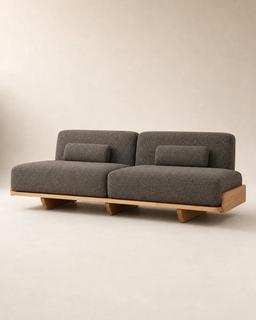 Hina Timber Platform Sofa three-quarter studio view