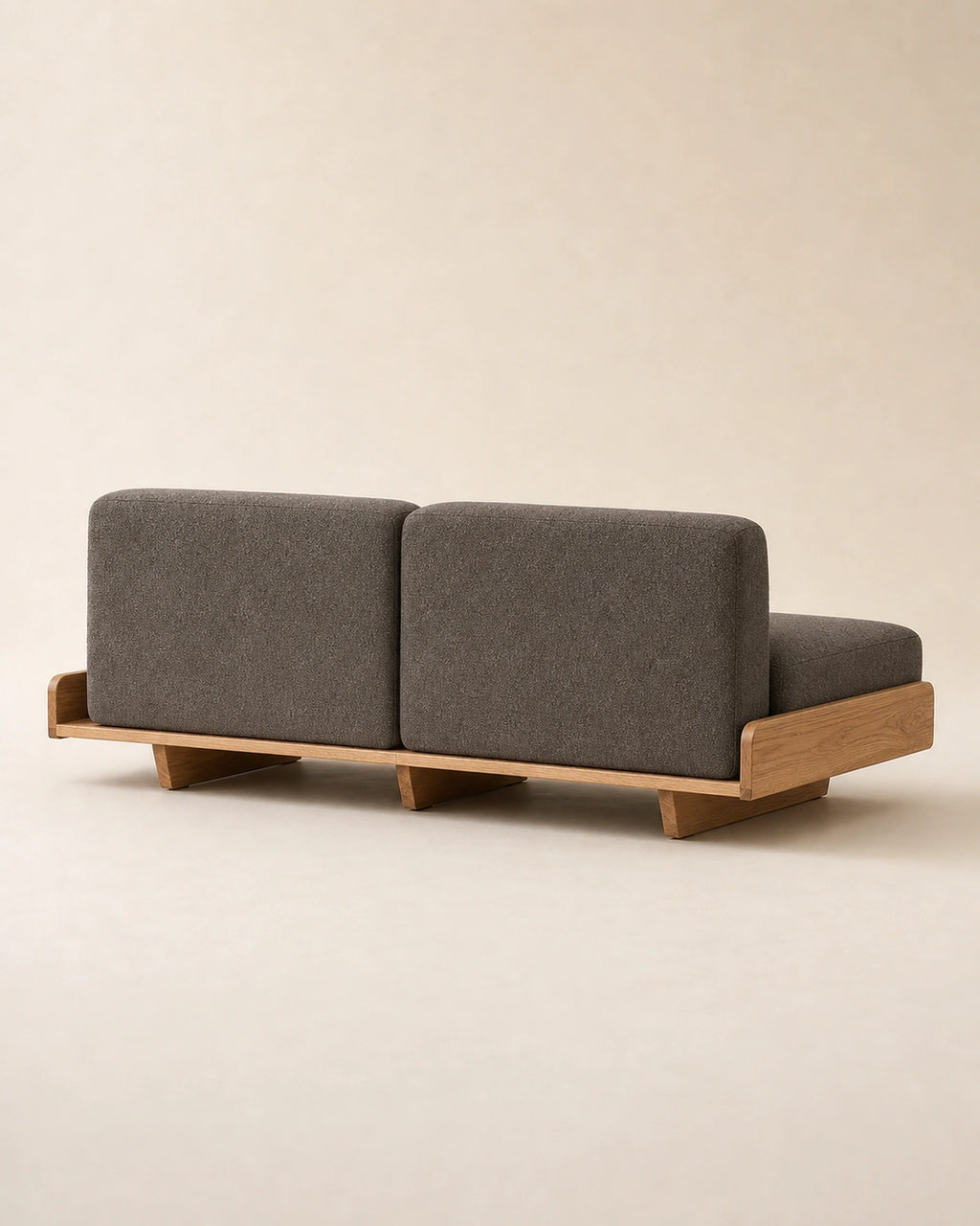 Hina Timber Platform Sofa rear side view showing timber base