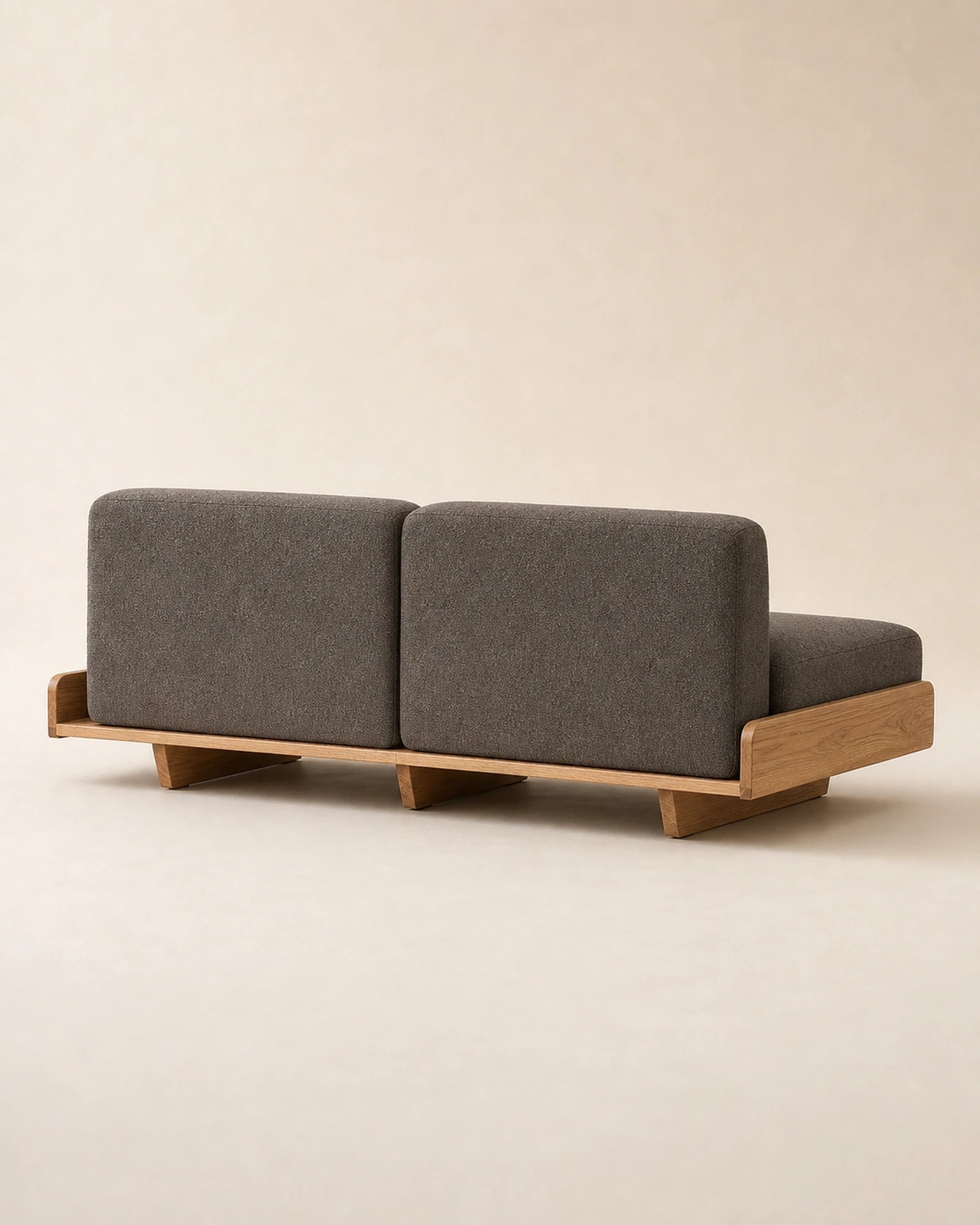 Hina Timber Platform Sofa rear side view showing timber base