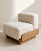 Hina single-seat module in cream upholstery and timber base