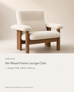 Kei Wood-Frame Lounge Chair, dimensions in centimetres