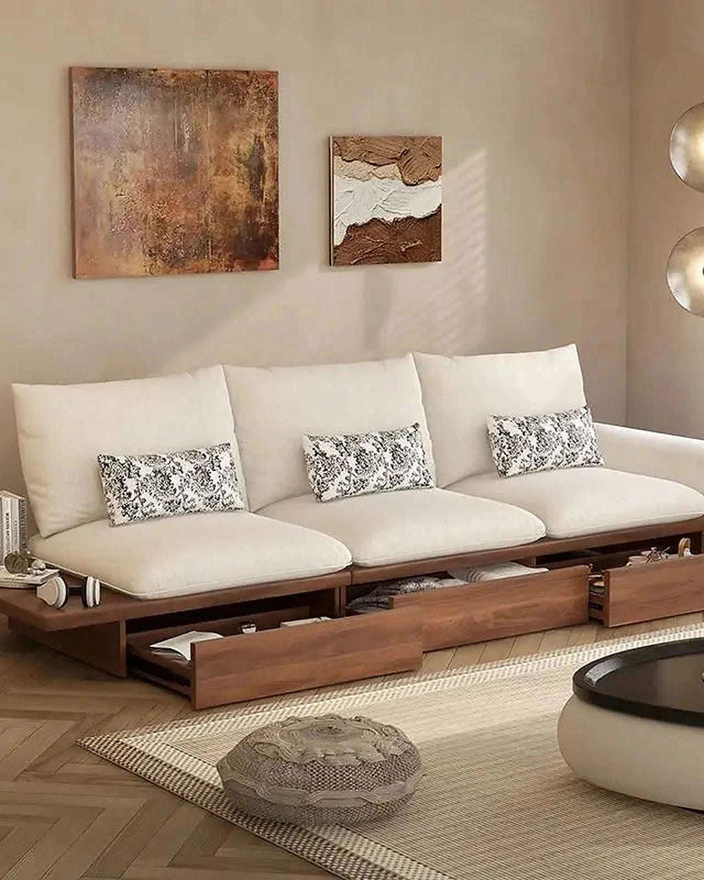 Kura Storage Sofa, storage sofa in a warm living room