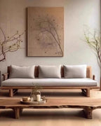 Maki Low Platform Sofa, neutral living-room setting